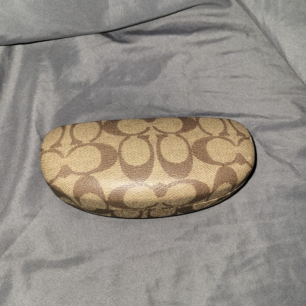 COACH Monogram Brown Hard Clamshell Sunglass Eye Glass Case w/ Monogrammed